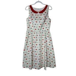 IXIA Vintage Dress Women XL  Lips‎ Eyes Red Collar Coquette Romantic Date Y2K